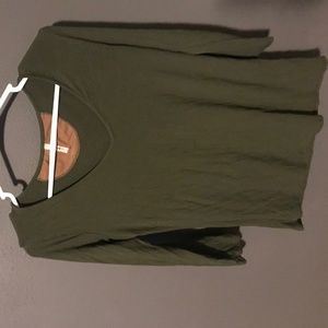 Tresics Olive Green V-Neck Long Sleeve Shirt